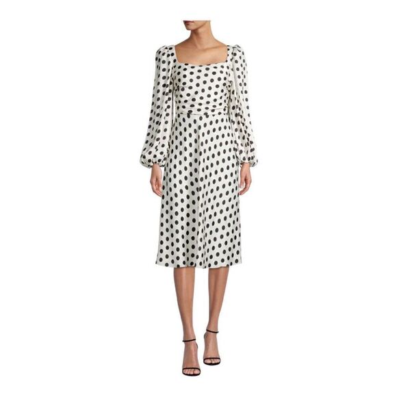 UNGARO Black and White Cherrie Midi Dress Size Large NWT - Picture 1 of 9